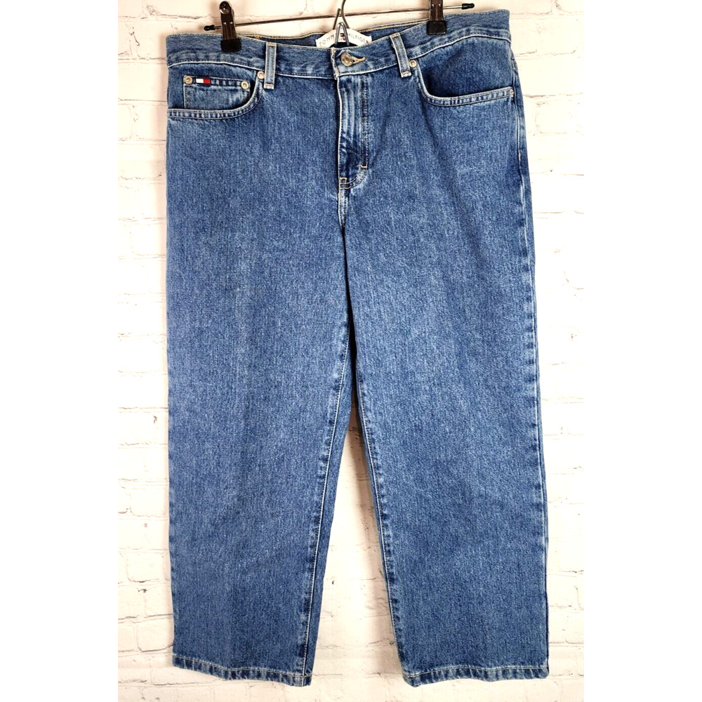 TOMMY HILFIGER DENIM CAPRI Blue Jeans Size 10 Vintage Womens 23.5" Inseam